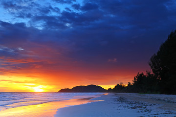Beach sunset, Beautiful natural summer seascape, Eastern of Thailand