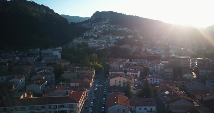 Aerial drone footage video - panoramic view of Tagliacozzo, AQ. Italy
