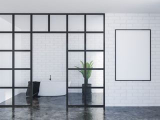 Black marble floor bathroom interior, poster