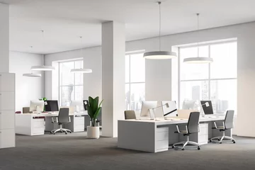 Foto op Plexiglas White office corner, columns, computer desks © ImageFlow