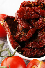 Sun dried tomatoes. tomato halves sun-dried.