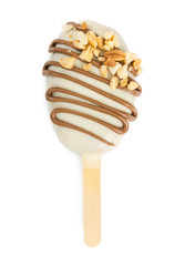 Chocolate cake pops in ice cream shape isolated on white