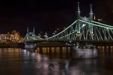 Freedom bridge in Budapest with nightview