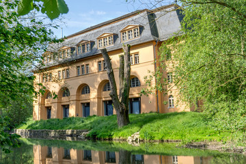 Historical building in Weimar on the river Ilm