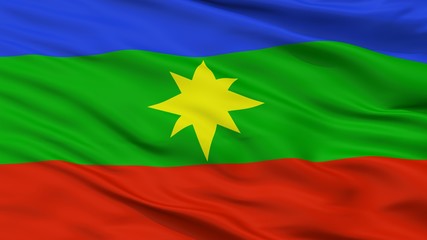 Planeta Rica City Flag, Country Colombia, Closeup View © flags3d