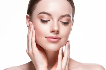 Beauty skin care face woman young and healthy, pure makeup nice model