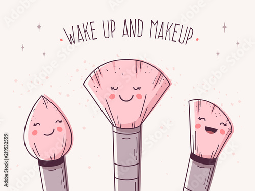 Hand Holding Makeup Brush Stock Illustrations Images Vectors