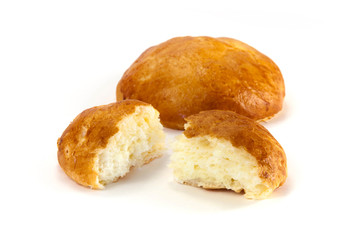 Brioscia or Brioscina, traditional sicilian fresh baked tasty sweet brioche, isolated on white background