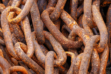 Rusty old ships anchor chains
