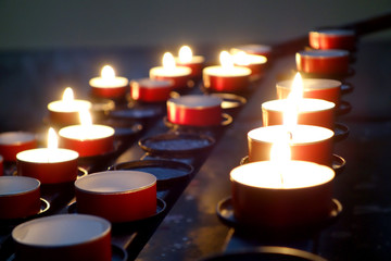 Set of candles in a church in Vienna, Austria