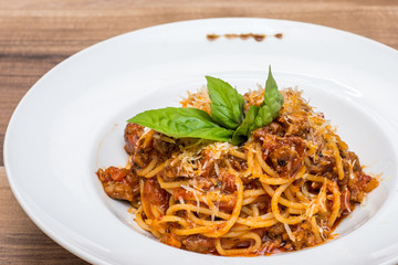 Delicious pasta, italian cuisine in gourmet restaurant. 