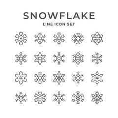 Set line icons of snowflake