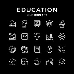 Set line icons of education