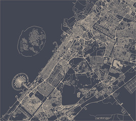 map of the city of Dubai, United Arab Emirates UAE