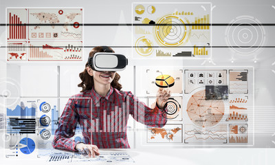 Fototapeta na wymiar Virtual reality goggles for educational purposes