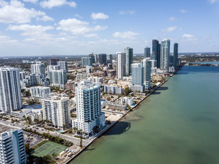 Fototapeta premium Drone view on the Miami Skyline