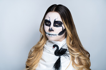Woman art make up Scary skull © olgaosa