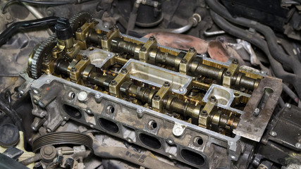 The disassembled car engine