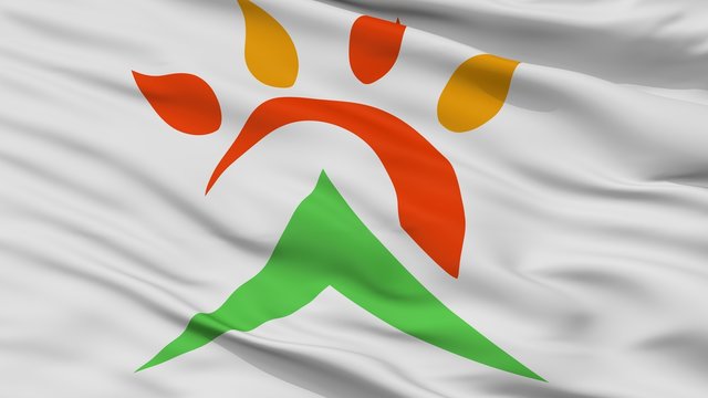 Asago City Flag, Country Japan, Hyogo Prefecture, Closeup View