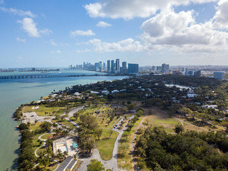 Fototapeta na wymiar Drone view on the Miami Skyline