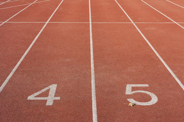 Athletics running track on the public stadium