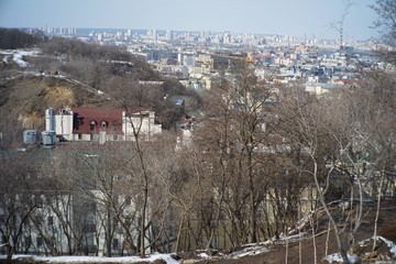 Architectural theater on Bald mountain . Andrew's descent in an interesting style in Kiev, Ukraine,...