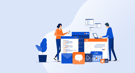 programmer and design team  develop for mobile application  with business team working concept
