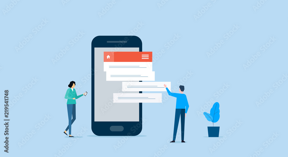 Poster business team working  for mobile application development and design process concept 