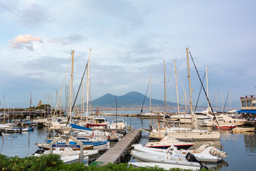 Fototapeta na wymiar The beautiful city of Naples. in the background Vesuvius