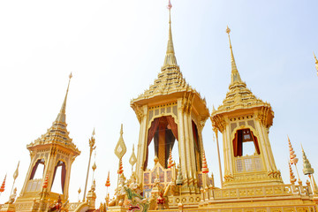 Fototapeta na wymiar Bangkok, Thailand - November 04, 2017; Gold The Royal Crematorium for King Bhumibol Adulyadej at November 04, 2017