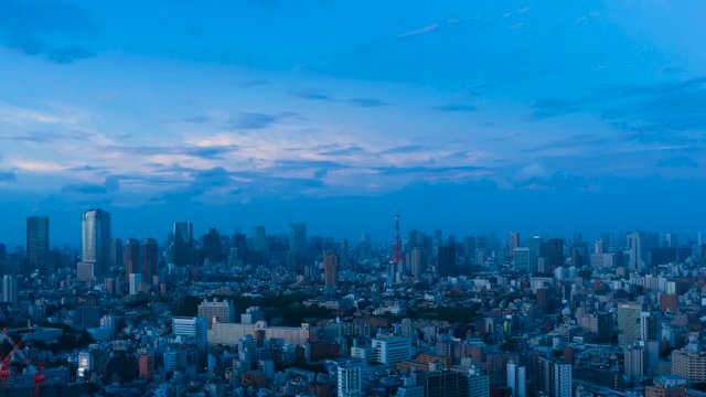 東京タイムラプス・夕景から夜景　長時間撮影