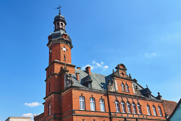 Obraz premium Neo-Gothic, historic building of the former court in Drezdenko.