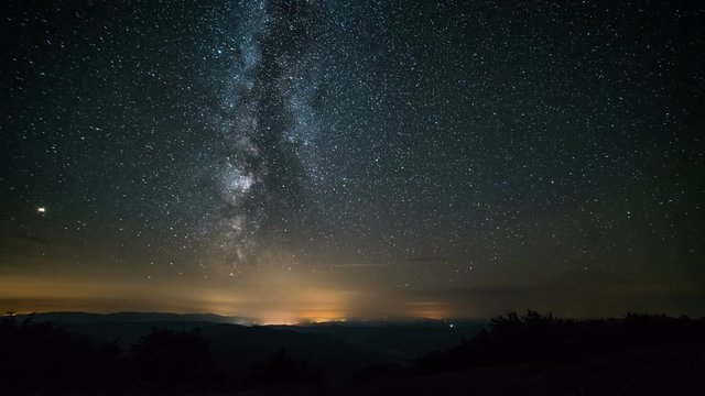 Milky way and stars in starry night sky Time lapse
