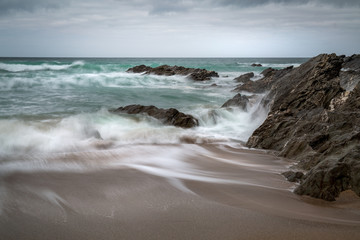 Fototapeta na wymiar Incoming Tide, Fistral Beach, Newquay, Cornwall