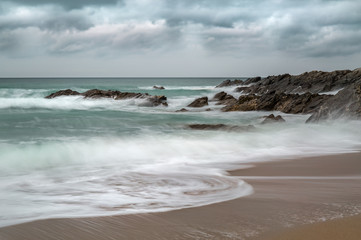 Surf around Rocks, Fistral Beach, Newquay, Cornwall