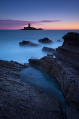 between blue hour and sunset on le dramont and ile d'or
