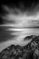 Distant view of the Headland Hotel, Fistral Beach, Cornwall