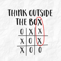 Think outside the box tic tac toe game text