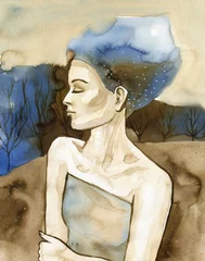Photo sur Plexiglas Inspiration picturale Aquarelles de femme.