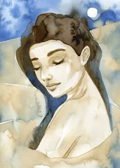 Papier Peint photo Lavable Inspiration picturale Aquarelles de femme.