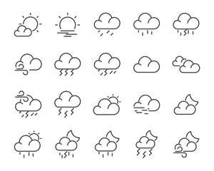 set of weather icon,such as cloud, sun, weather