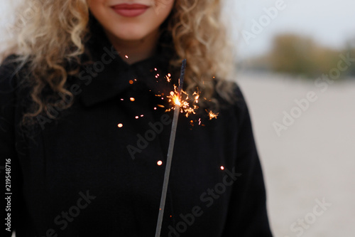 Beautiful Young Woman With Curly Hair Green Eyes Girl In Casual