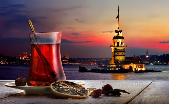 Turkish tea Maiden Tower