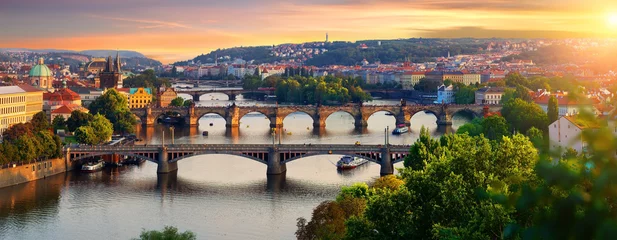 Gartenposter Brücken Überblick über das alte Prag