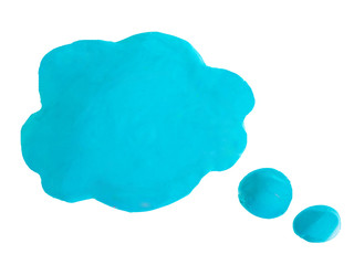 Blue  speech and thought bubbles. Set of plasticine clouds of thoughts and speech bubbles. Handmade...