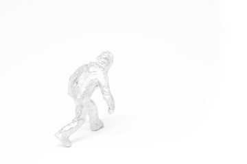 Miniature people firemen construction concept on white background with a space for text