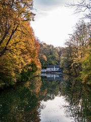 View on beautiful part of Augsburg Kahnfahrt in autumn