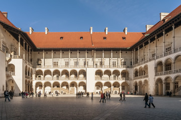 Obraz premium Beautiful renaissance courtyard of Wawel Castle, Krakow, Poland