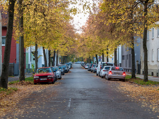 Alley in the city of Augsburg during fall