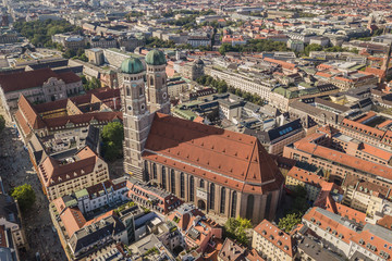 Fototapeta na wymiar Aerial view of Frauenkirche in Munich, Germany